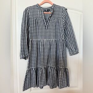 Madison Mathews Navy Gingham Dress